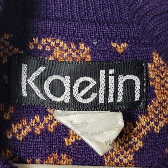Vintage Kaelin 80s Ski Wear Purple Coogi Style Thick Wool Blend Sweater Large - Picture 10 of 12